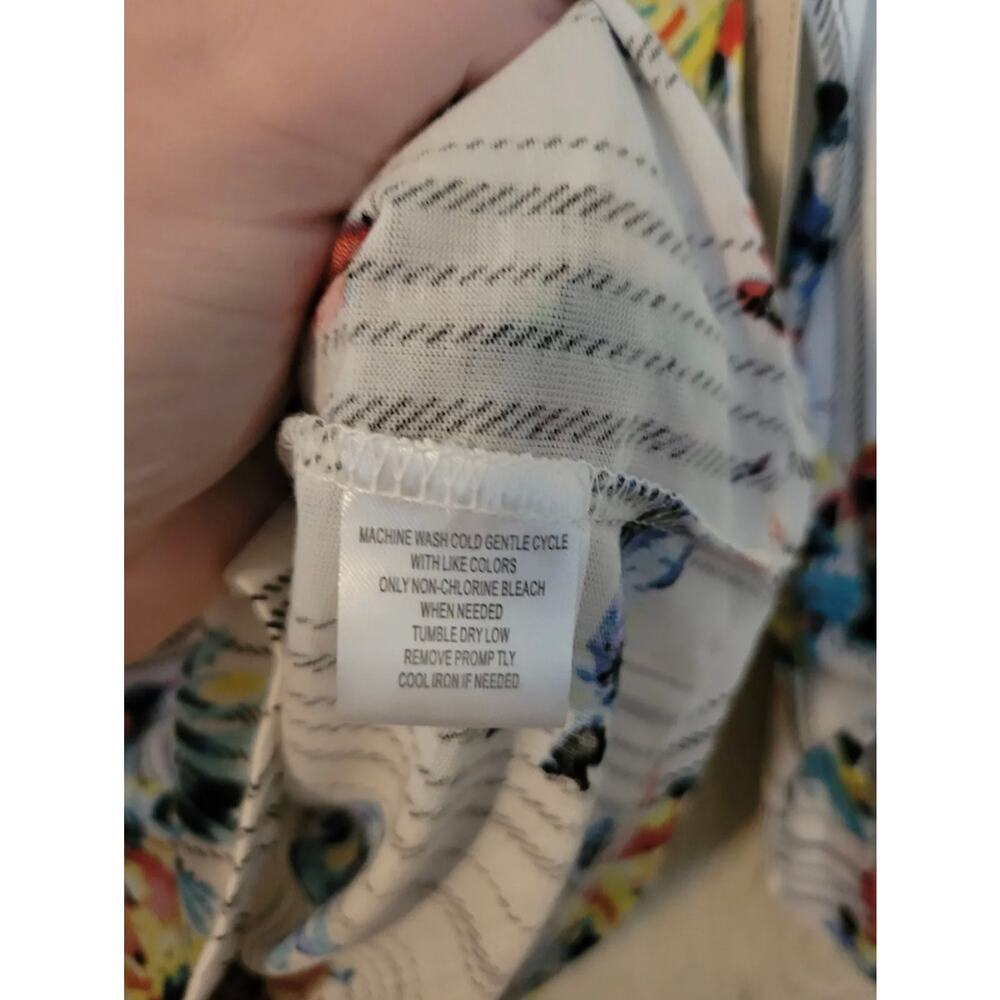 French Laundry Striped Floral Spring Ivory Button Front Long Sleeve Top Small - Picture 4 of 13